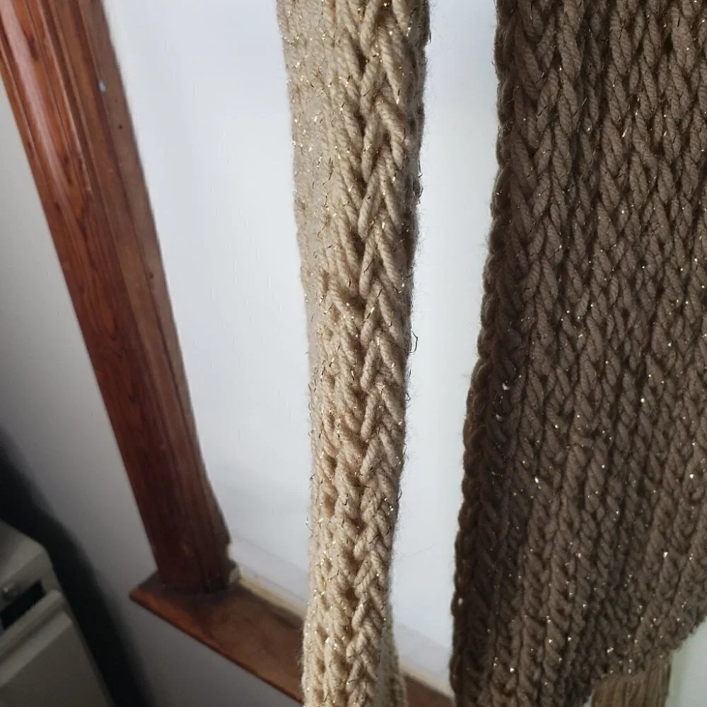 Beige and gold sparkle scarf